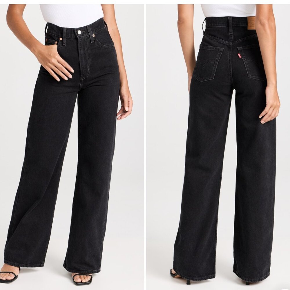 Levi's Ribcage Wide Leg Jeans - Black, 27